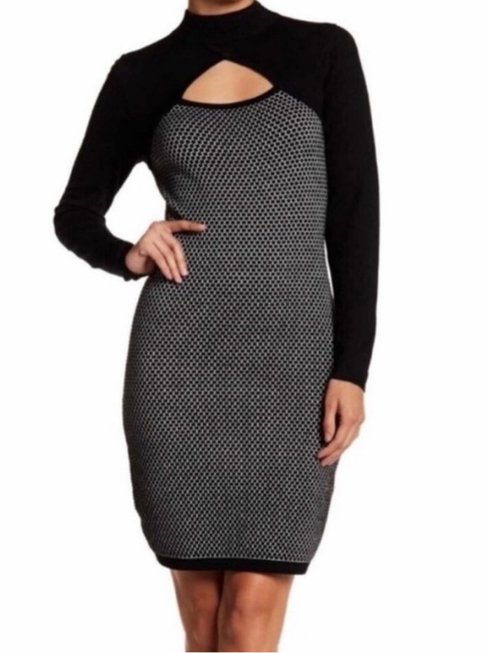 Black and Gray Keyhole Bodycon Dress